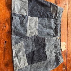Size large patchwork denim mini skirt nwt